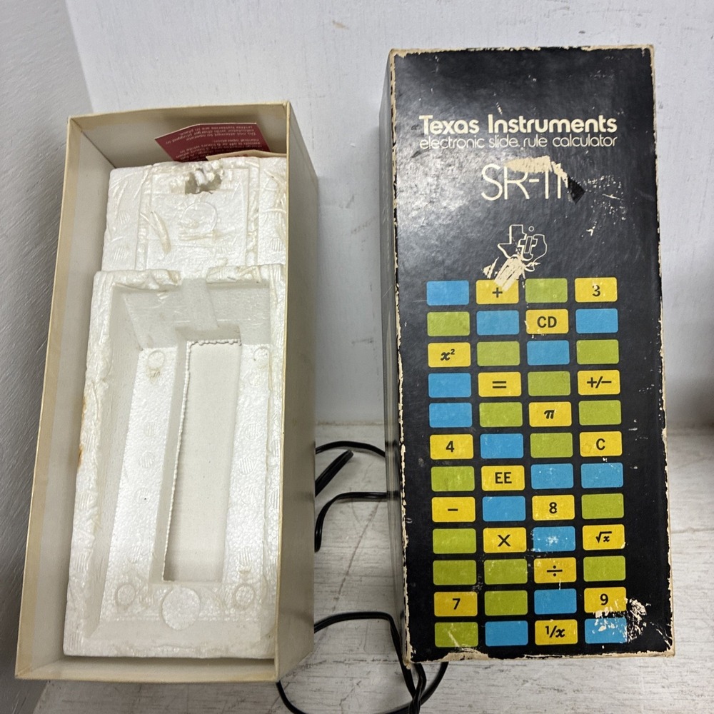 TEXAS INSTRUMENTS SR- 11 CALCULATOR  CASE CHARGER BOX -FOR PARTS  REPAIRS